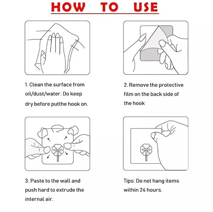 Multipurpose Strong Small Stainless Steel Adhesive Wall Hooks - Pack of 6