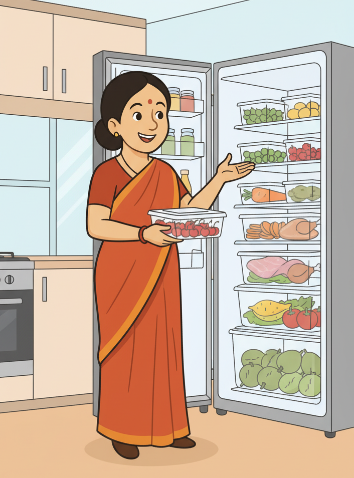 Vegetables & Fruits Freezer Storage Container (PACK OF 6PC 1500ML)