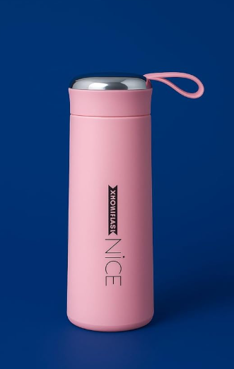 Nice Vacuum Insulated Water Bottle – 400 ml | Leak-Resistant Mirror Cap, Carry Loop | Glass & Plastic, BPA-Free