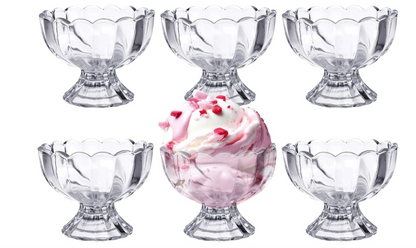 Ice Cream Cups Dishes for Desserts, Milkshake,Fruit and Pudding Serving Bowls, Perfect for Home, Restaurants and Parties(Lotus Cups- A, Set of 6)
