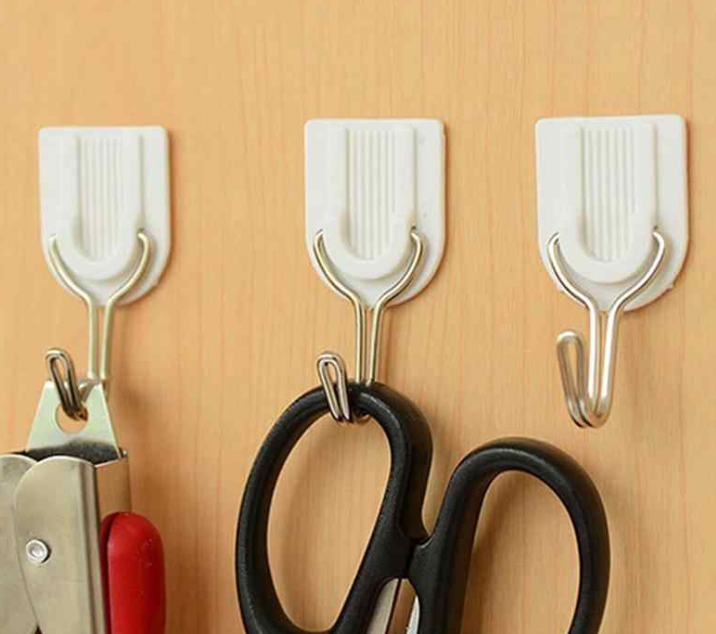Adhesive Sticker ABS Plastic Hook Towel Hanger for Kitchen / Bathroom ( Pack of 6)