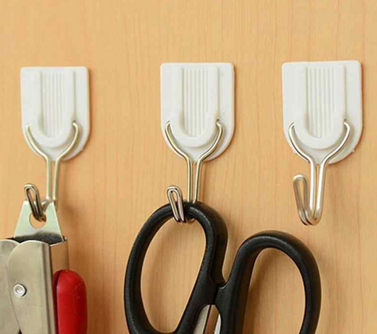 Adhesive Sticker ABS Plastic Hook Towel Hanger for Kitchen / Bathroom ( Pack of 6)