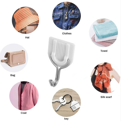 Adhesive Sticker ABS Plastic Hook Towel Hanger for Kitchen / Bathroom ( Pack of 6)