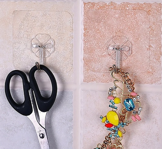 Multipurpose Strong Small Stainless Steel Adhesive Wall Hooks - Pack of 6