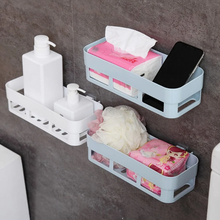 ABS Shower Corner Basket Shelf Rack with Wall Mounted Suction Cup for Bathroom Kitchen