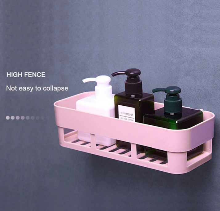 ABS Shower Corner Basket Shelf Rack with Wall Mounted Suction Cup for Bathroom Kitchen