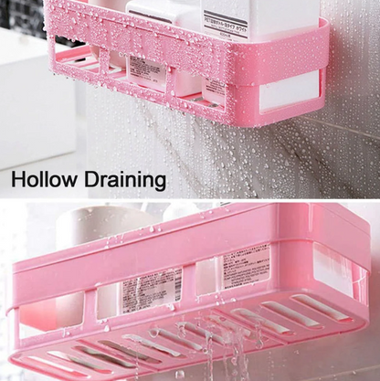 ABS Shower Corner Basket Shelf Rack with Wall Mounted Suction Cup for Bathroom Kitchen