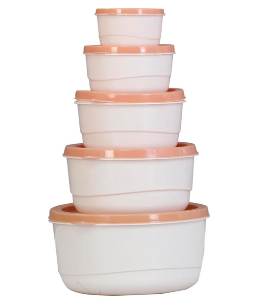 Premium Plastic Round Storage Containers – Set of 5 | Airtight, Stackable & Multipurpose Kitchen Organizer