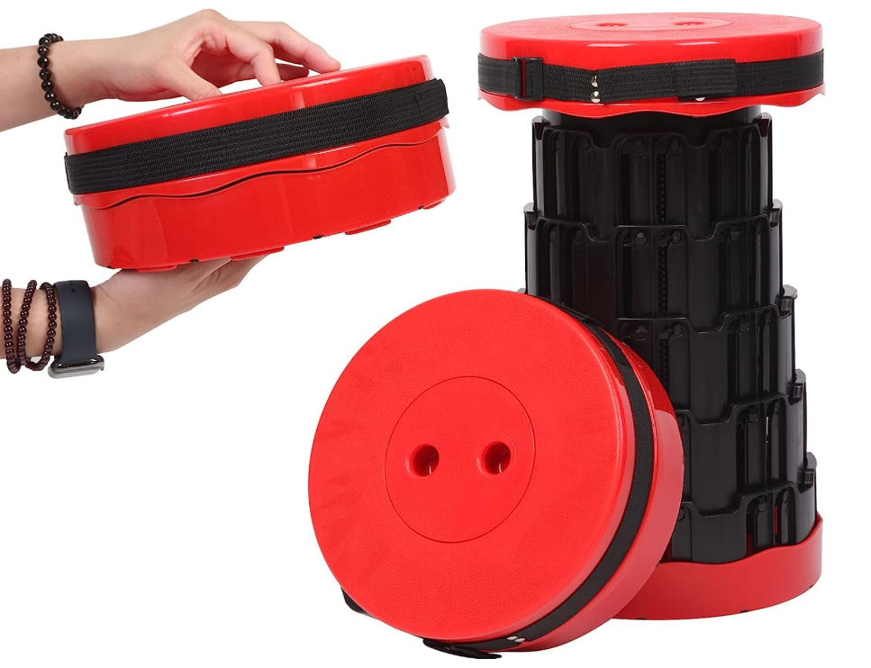 Portable Retractable Folding Stool, Collapsible Telescoping Foldable Camping Stool