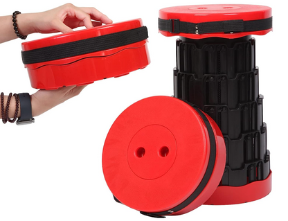 Portable Retractable Folding Stool, Collapsible Telescoping Foldable Camping Stool