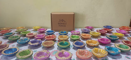 Bright Multicolor Handmade Diyas For Diwali in Pack of 4,8,12